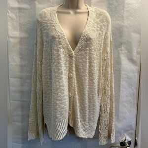 Umgee USA Ivory Button-Up Vneck Cardigan NWT.Sz-M Z11